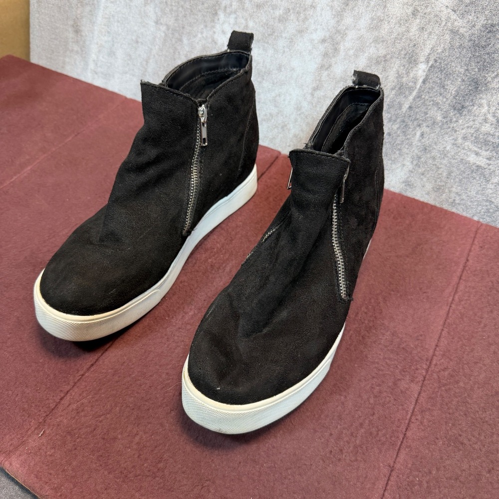 Soda Wedge Sneakers Womens Black Regular Size 10 Double Side Zip Ankle Bootie - Picture 11 of 12